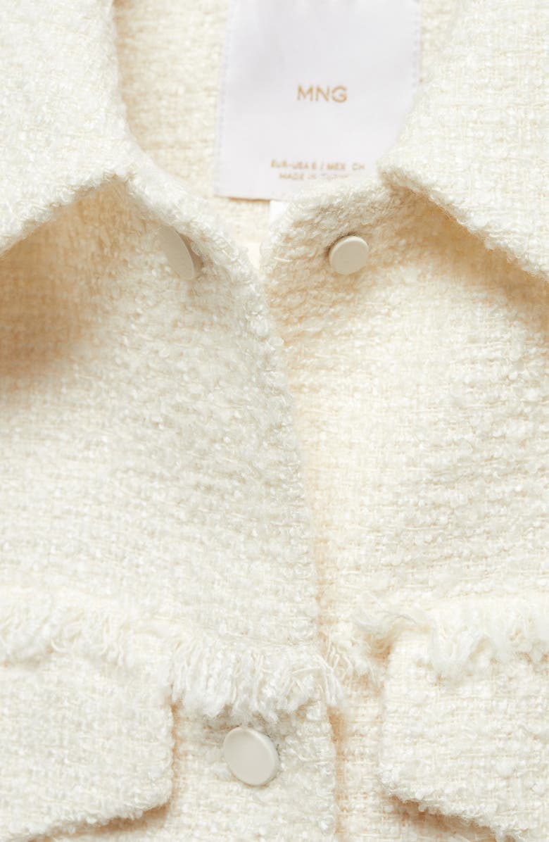 MANGO Fringed Seams Tweed Crop Jacket, Alternate, color, 