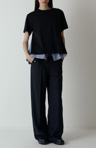 ■sacai■サカイ■Mixed Media Poplin & Jersey Top■トップス Sacai Mixed Media Poplin & Jersey Top | Nordstrom