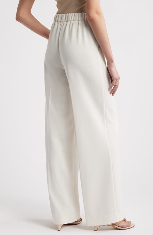 Nordstrom Flat Front Wide Leg Pants In Ivory Tofu