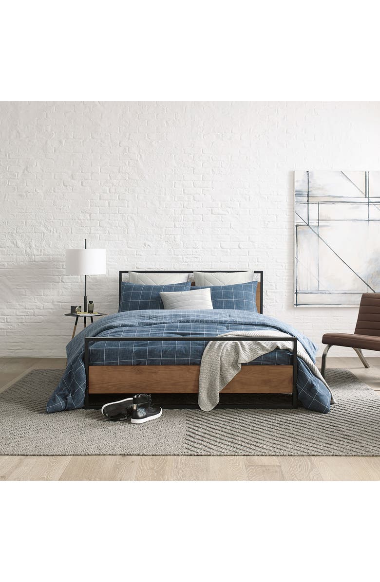 Kenneth Cole Holden Grid Print Comforter Set, Alternate, color, Indigo