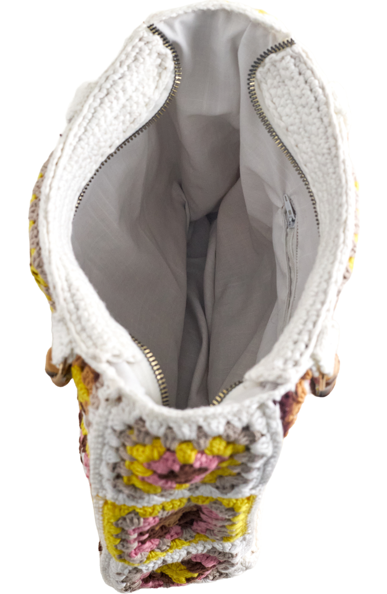 Solomon & Sage Granny Square Crochet Tote Bag, Alternate, color, Brown