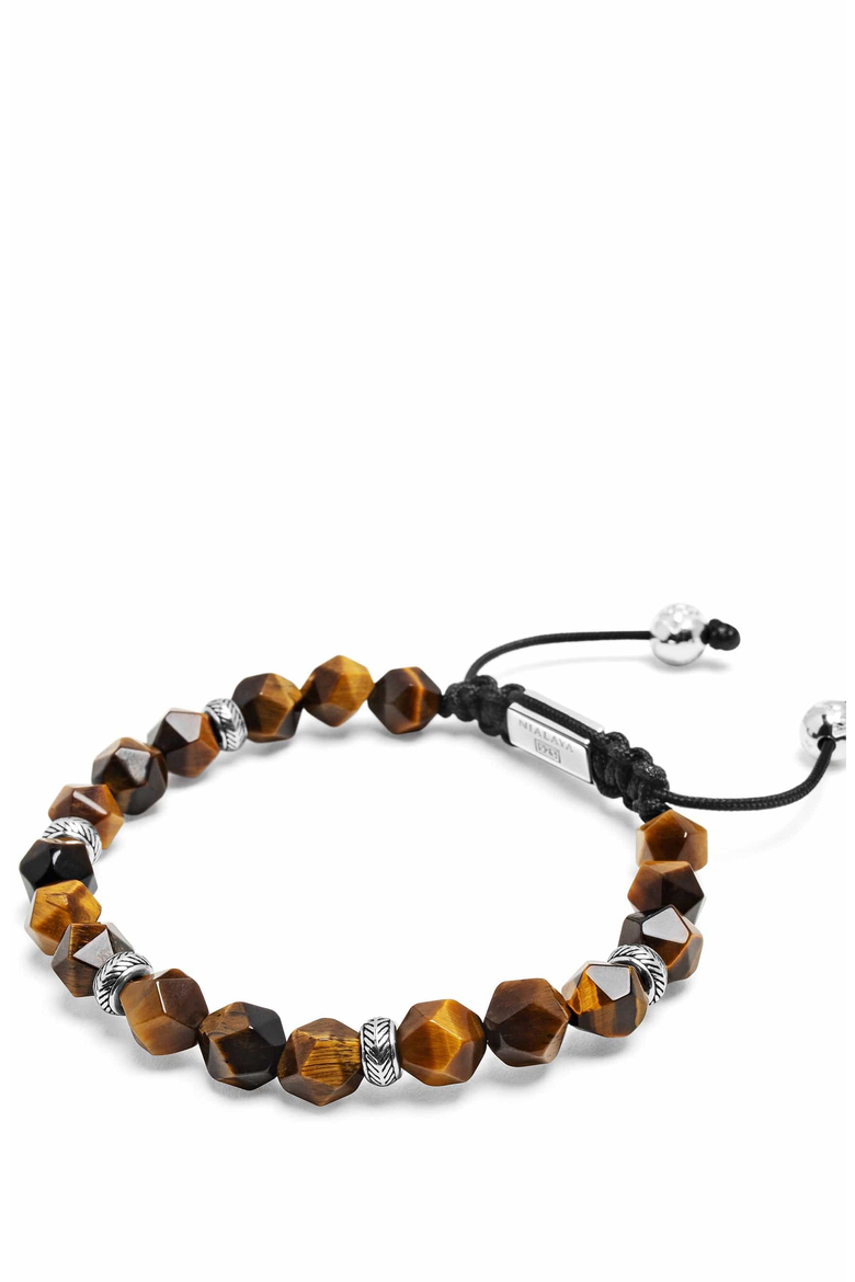 Sterling Silver Beaded Bracelet, Alternate, color, Brown Tiger Eye