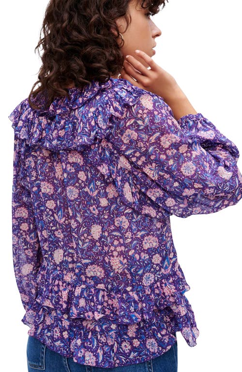 Maje Loleta Floral Ruffle Blouse In Purple