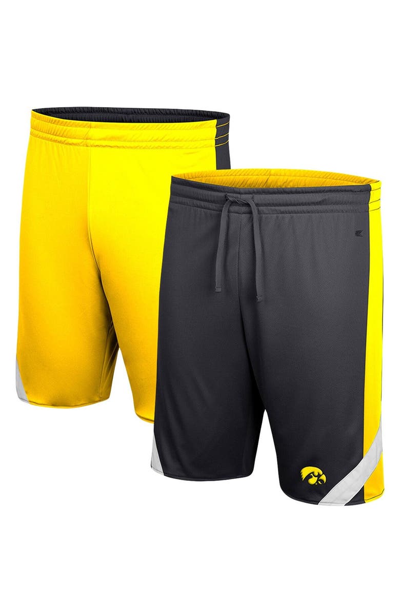 COLOSSEUM Men's Colosseum Black/Gold Iowa Hawkeyes Am I Wrong Reversible Shorts, Main, color, 