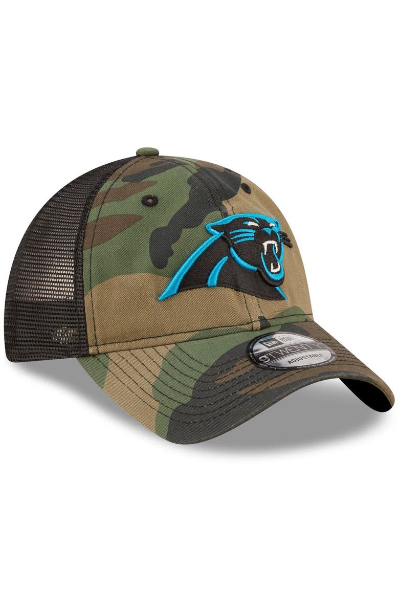 New Era Men's New Era Camo/Black Carolina Panthers Basic 9TWENTY Trucker Snapback Hat, Alternate, color, 