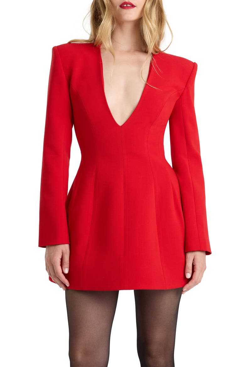 Olivia Structured Minidress, Alternate, color, FIRE RED