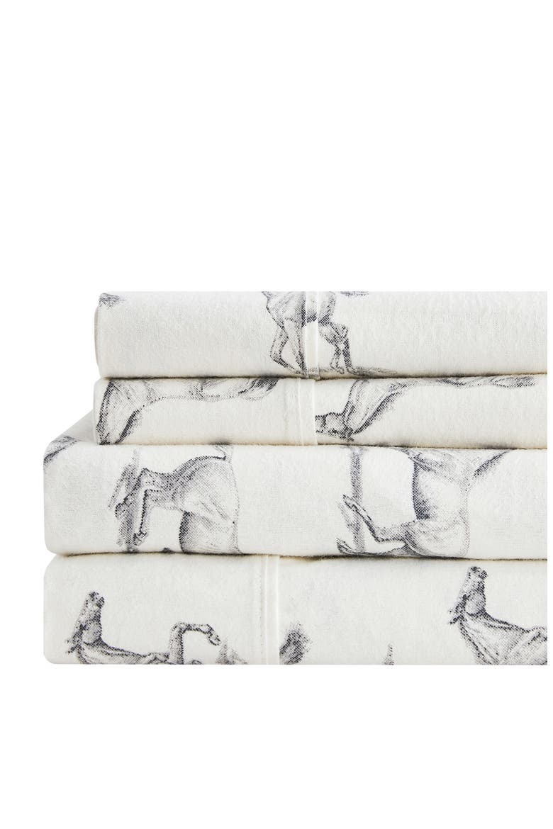 Horse Flannel Sheet Set, Alternate, color, GREY