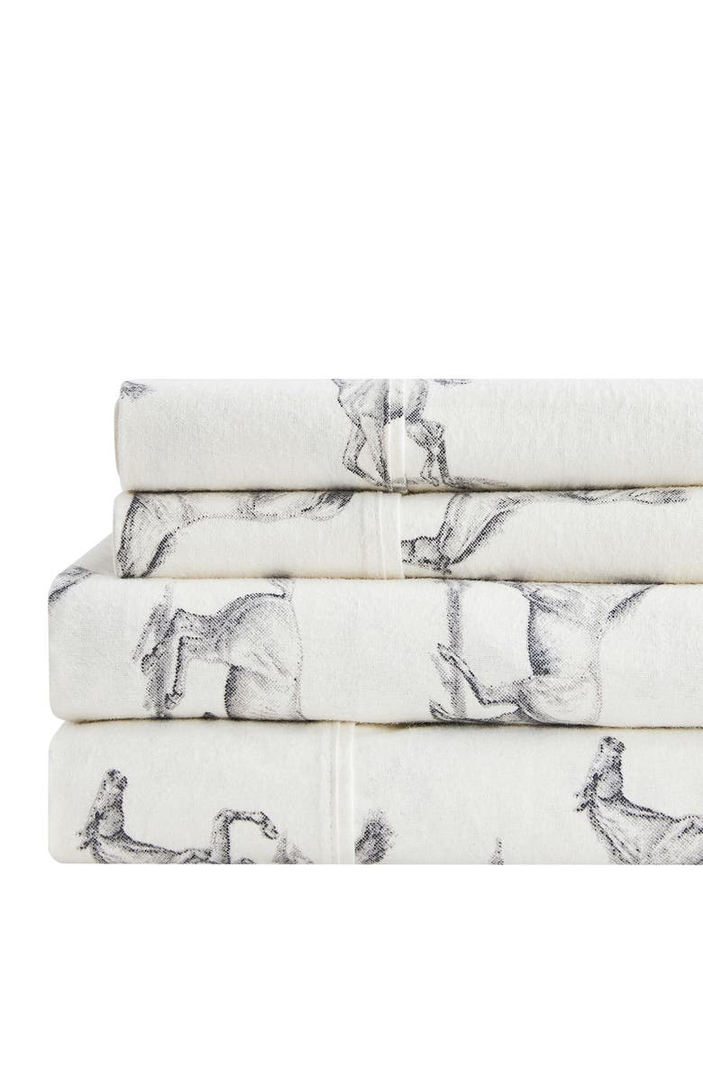MELANGE HOME Horse Flannel Sheet Set, Alternate, color, Grey