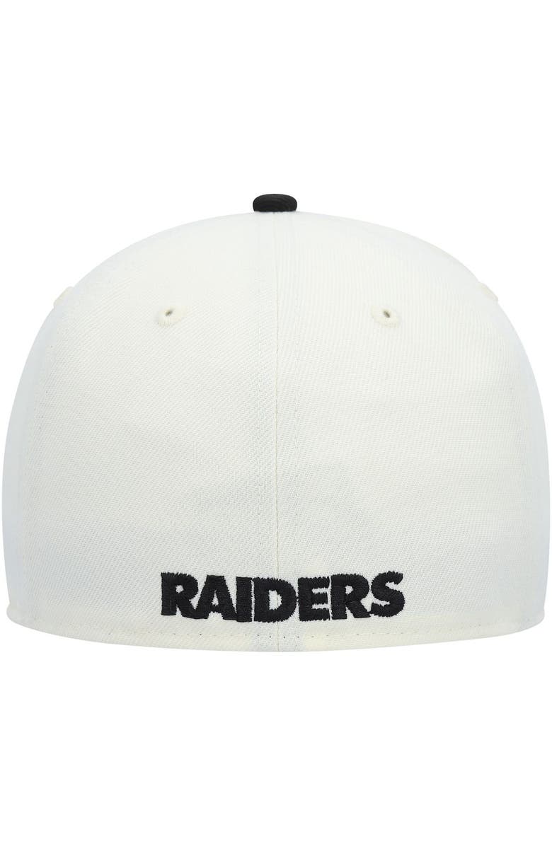 New Era Men's New Era Cream/Black Las Vegas Raiders Chrome Collection 59FIFTY Fitted Hat, Alternate, color, 