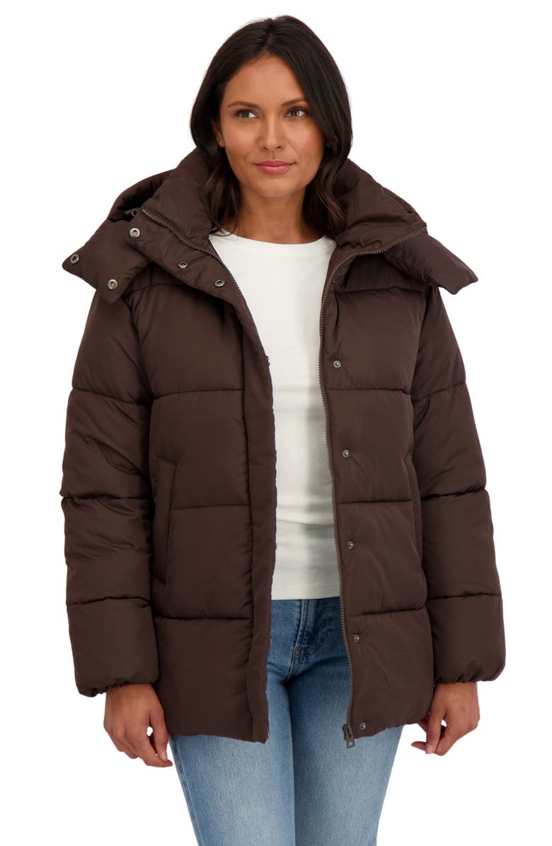 Sebby Water Resistant Puffer Jacket, Alternate, color, Brown