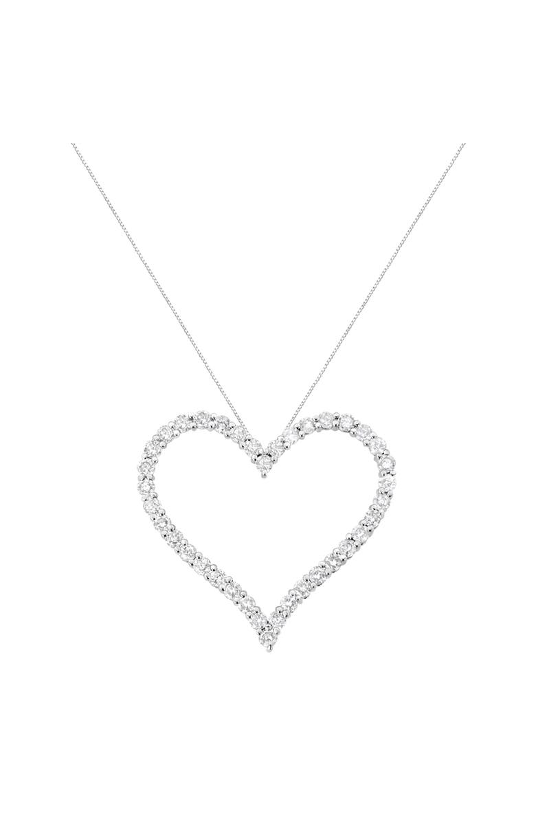 Haus of Brilliance Silver 3.0 cttw Round-Cut Diamond Open Heart Pendant Necklace, Alternate, color, White