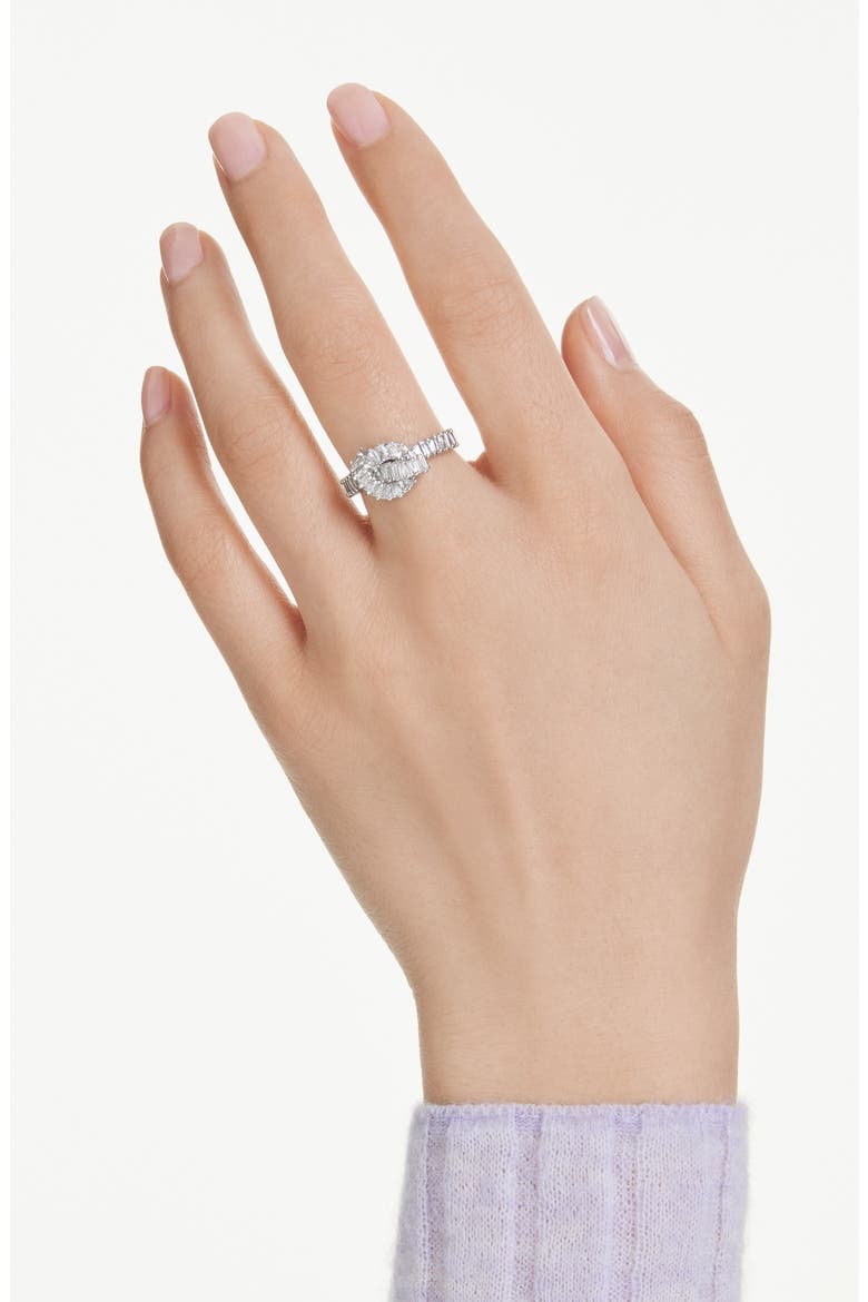 Matrix Knot Ring, Alternate, color, RHODIUM/ WHITE