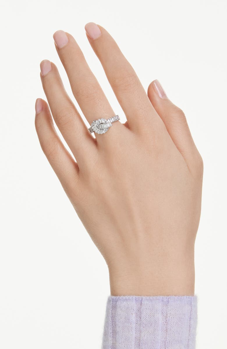 Swarovski Matrix Knot Ring, Alternate, color, Rhodium/ White