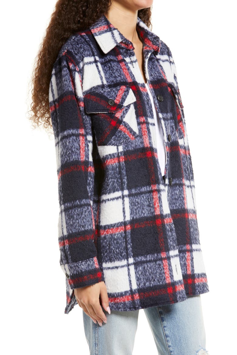 Long Shirt Jacket, Alternate, color, BLUE/ RED PLAID