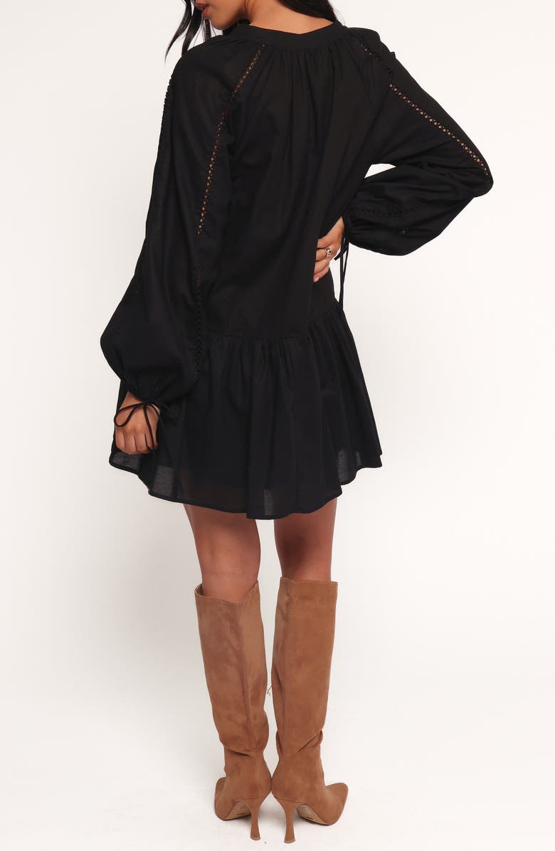 Petal & Pup Hart Long Sleeve Cotton & Linen Minidress, Alternate, color, Black