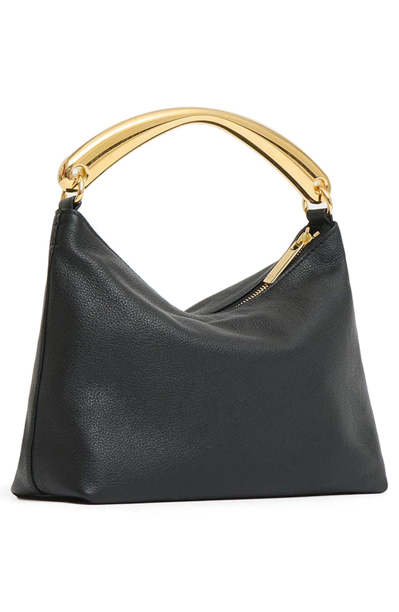 Mansur Gavriel Hera Metal Handle Leather Bag, Alternate, color, Black/ Flamma