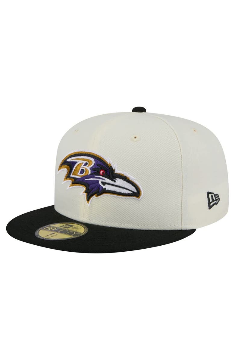 New Era Men's New Era White/Black Baltimore Ravens Main 59FIFTY Fitted Hat, Alternate, color,