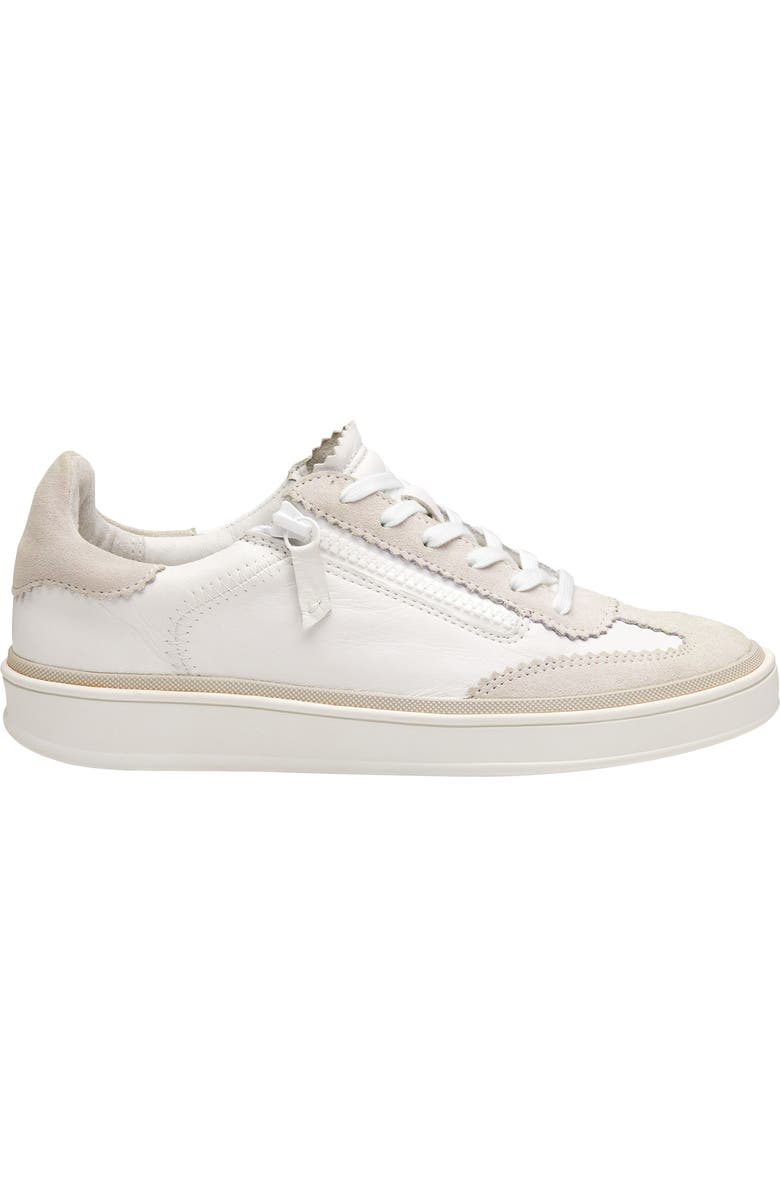 Johnston & Murphy Ashley Side Zip Sneaker, Alternate, color, White Suede/Glove Leather