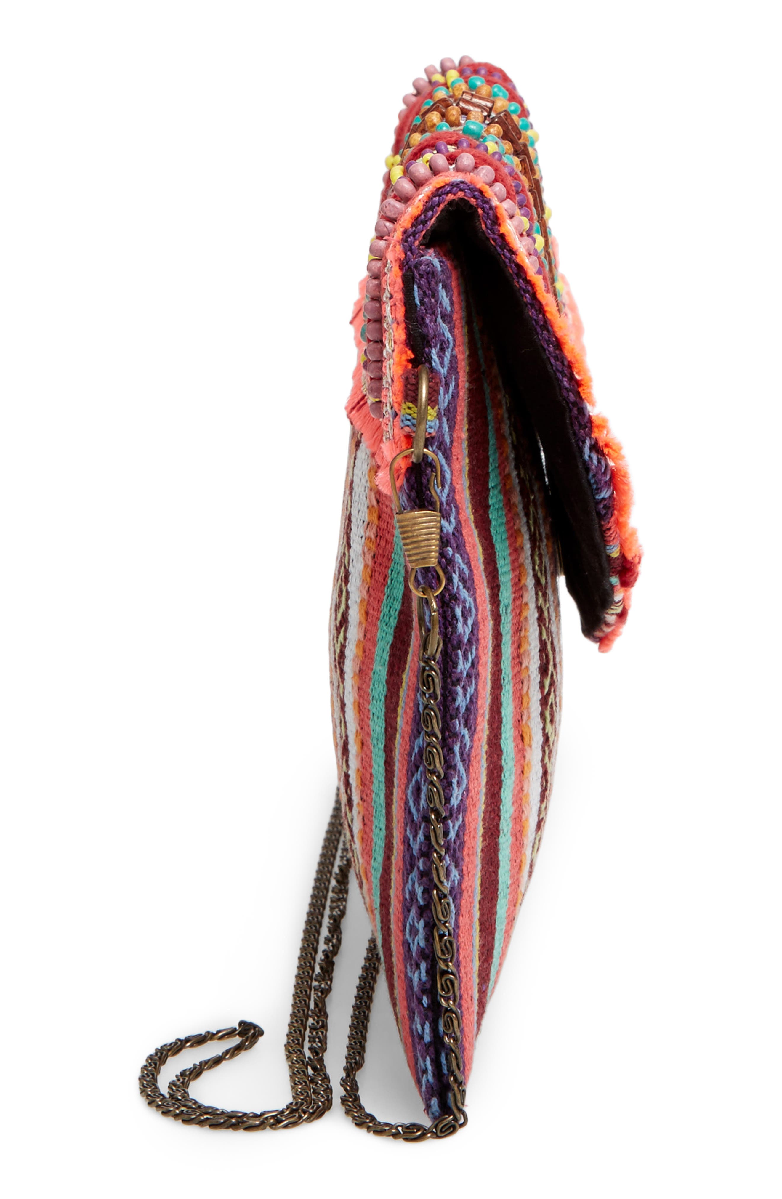 Steven by Steve Madden Jaura Beaded Envelope Clutch, Alternate, color, RED/ MULTI