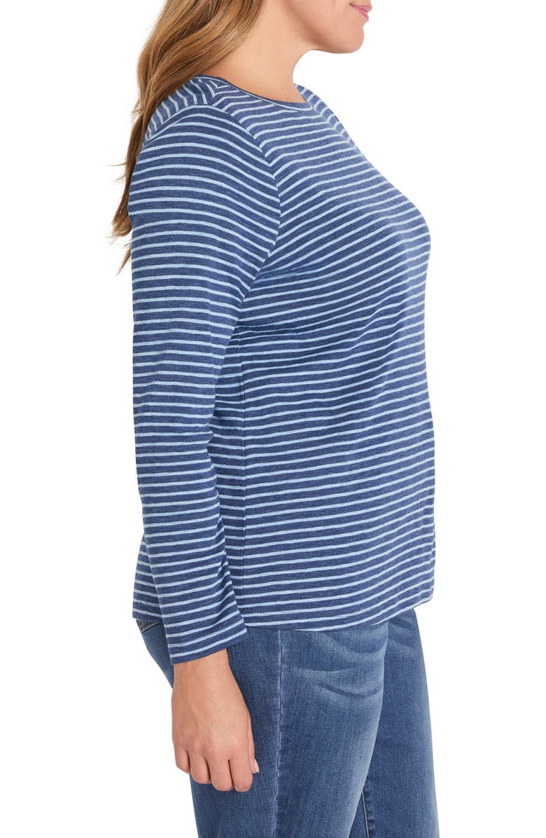 NZT by NIC+ZOE Stripe Long Sleeve Cotton Blend T-Shirt, Alternate, color, Blue Multi