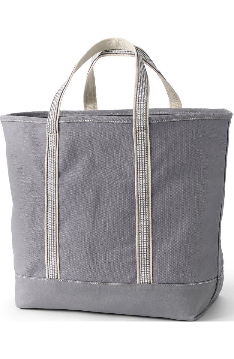 Lands' End Open Top Canvas Tote Bag, Alternate, color, Silver Graphite