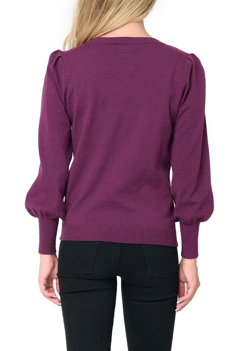 Silver Bells Blouson Sleeve Sweater, Alternate, color, RAISIN