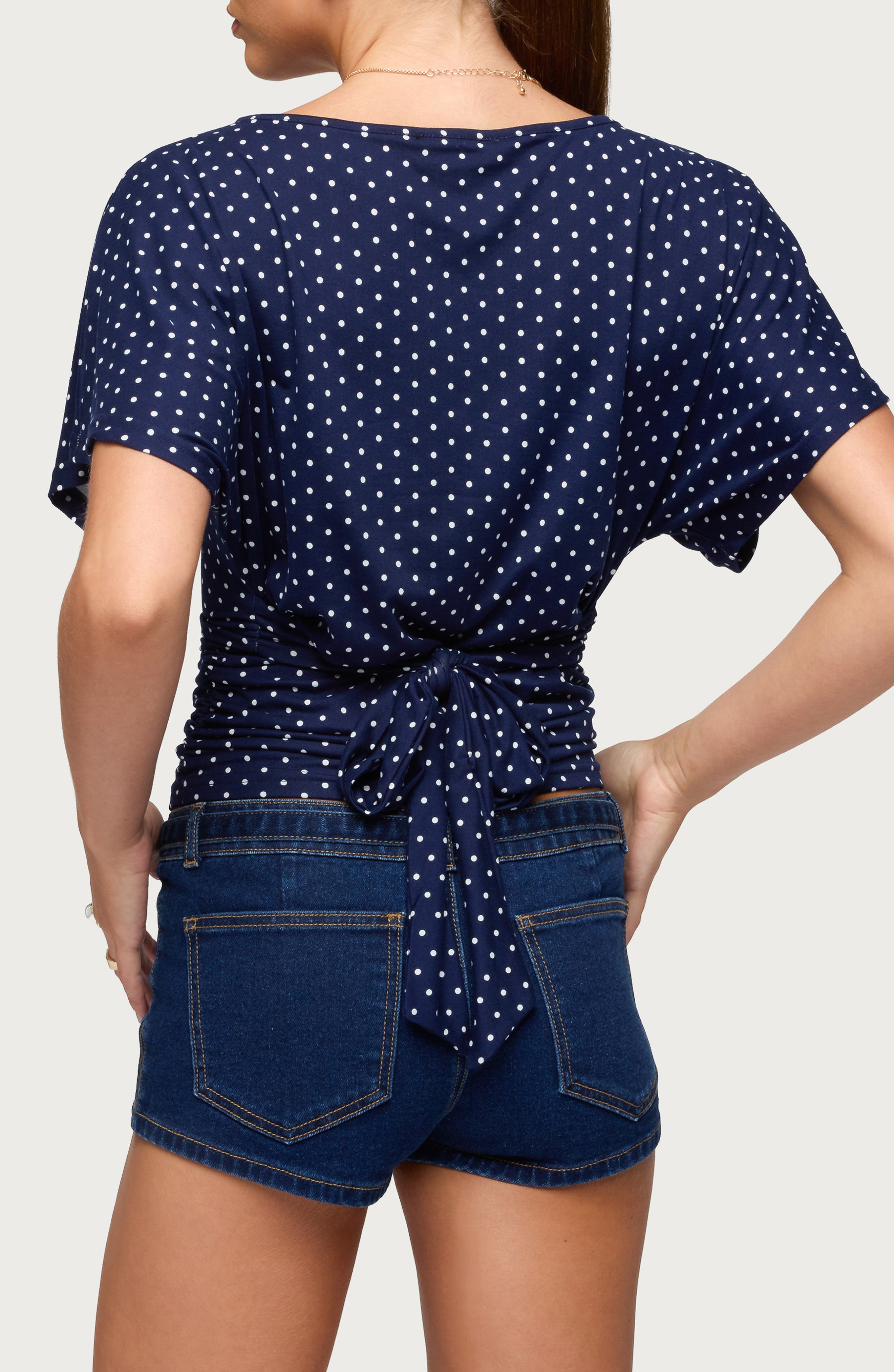 EDIKTED Abriana Polka Dot Ruched Waist Top — фото 2