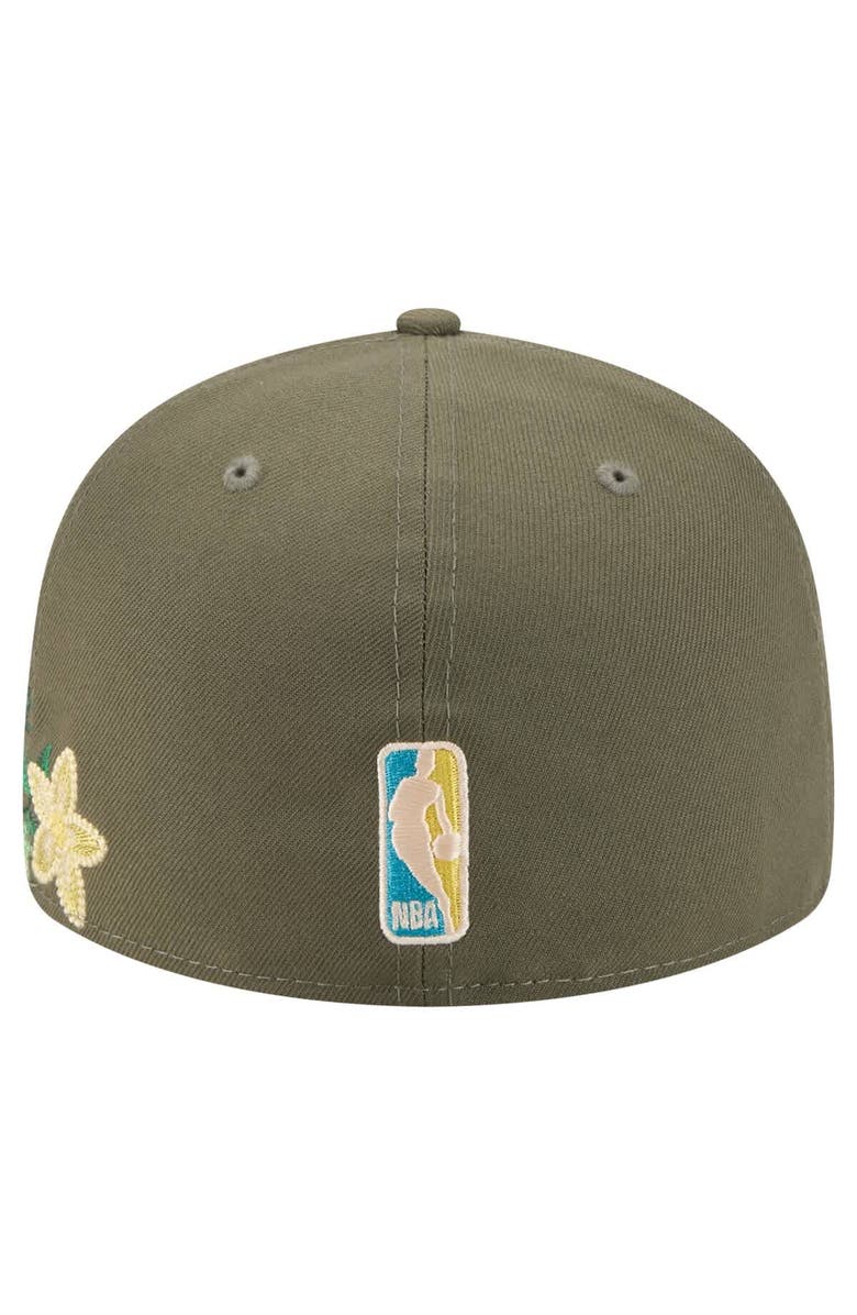 New Era Men's New Era Olive Boston Celtics Tonal Florals 59FIFTY Fitted Hat, Alternate, color, Olive