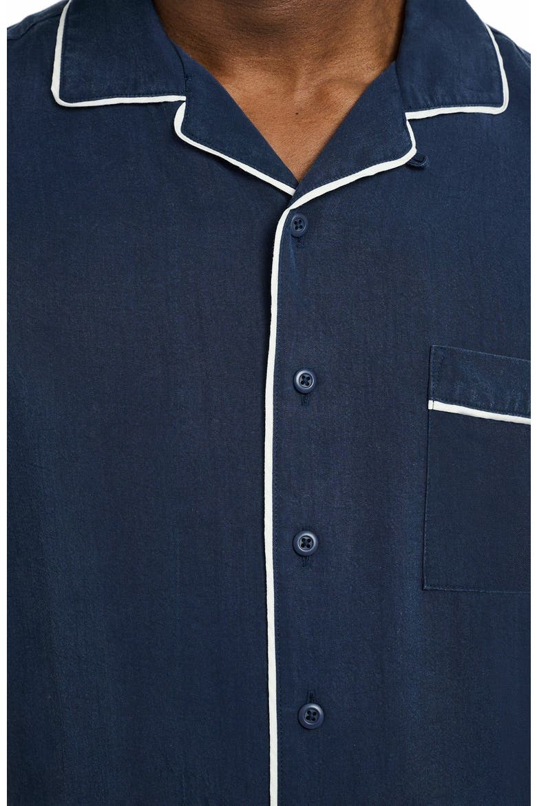 Piped Tencel Convertible Vacation Shirt, Alternate, color, DEEP NAVY/WHITE