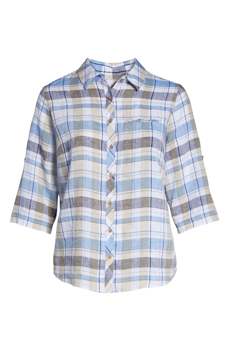 Foxcroft Reese Plaid Linen Shirt, Alternate, color, 