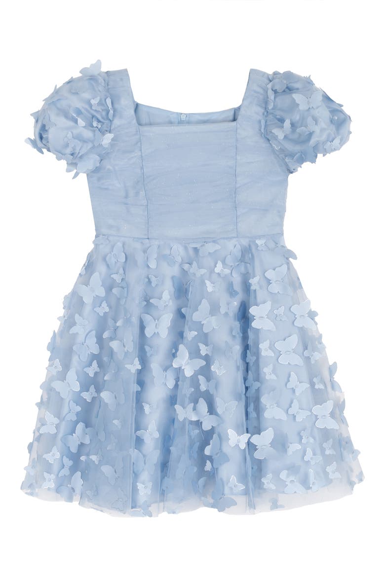 Kids' 3D Butterfly Mesh Party Dress, Main, color, LIGHT BLUE