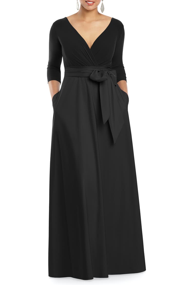 FULL LENGTH 3/4 SLEEVE DRESS W, Main, color, BLACK