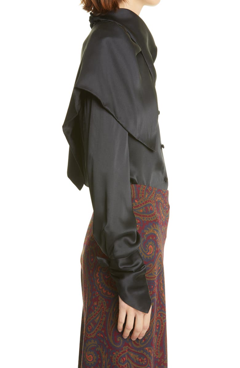 Rosetta Getty Drape Scarf Silk Blouse, Alternate, color, 