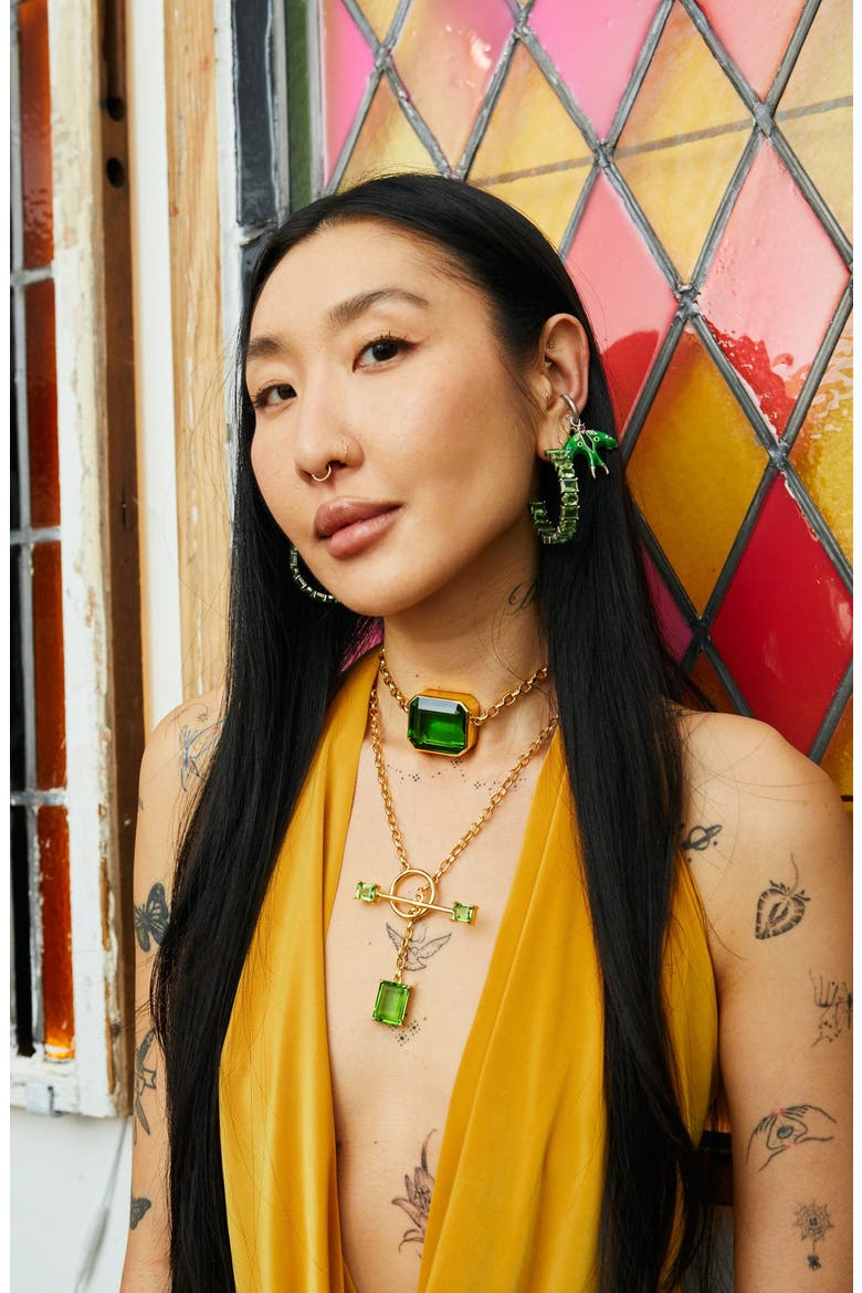 Gem Drop Toggle Necklace, Alternate, color, Green Envy