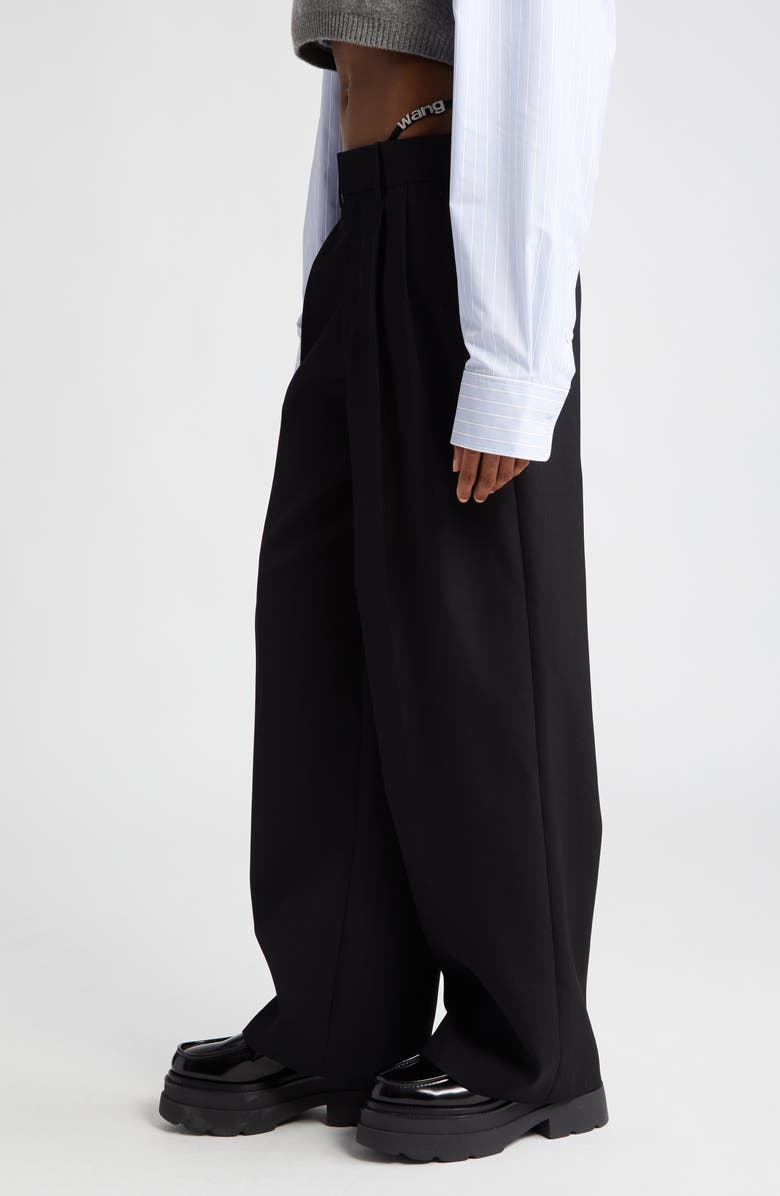 Alexander Wang Low Waist G-String Detail Tailored Wool Trousers, Alternate, color,
