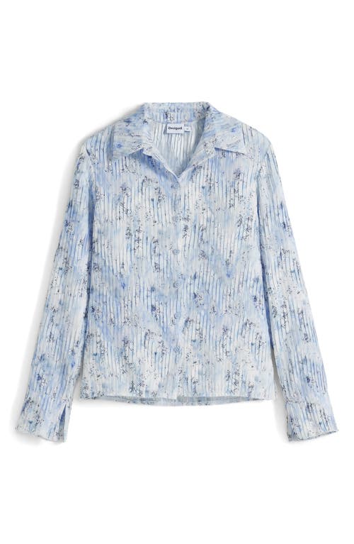 Desigual Women's Pleated Stretch Shirt In Blue