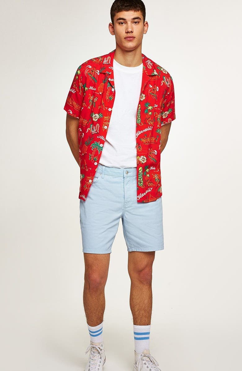 Topman Classic Fit Hawaiian Shirt, Alternate, color, 