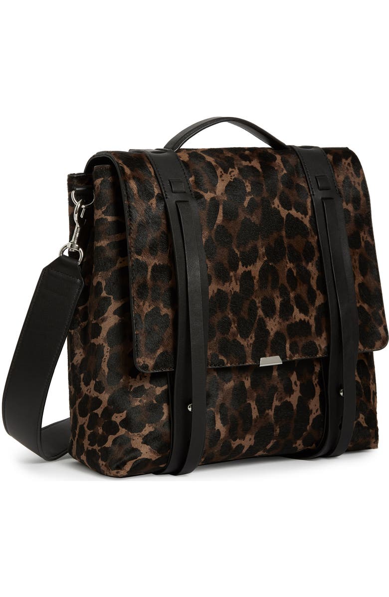 AllSaints Kim Leopard Print Genuine Calf Hair Backpack, Alternate, color,