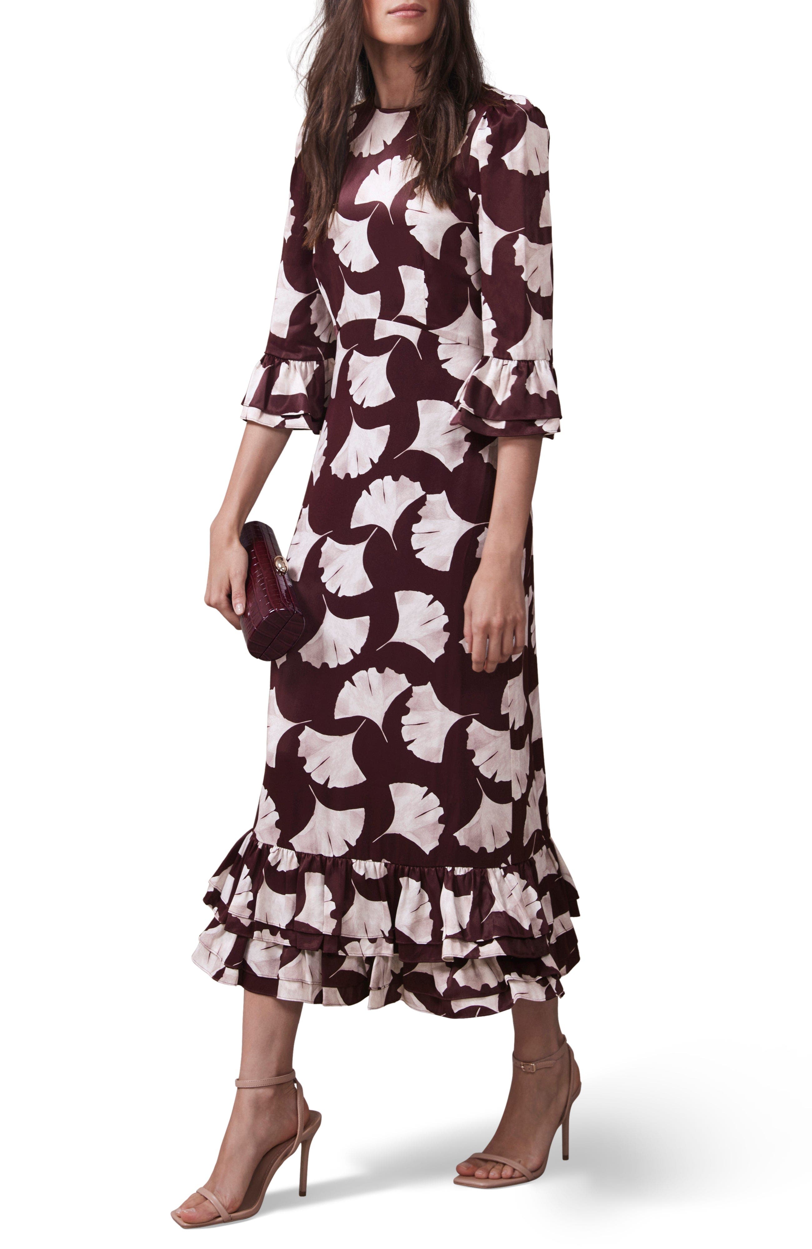 Leaf Print Midi Dress - image 2