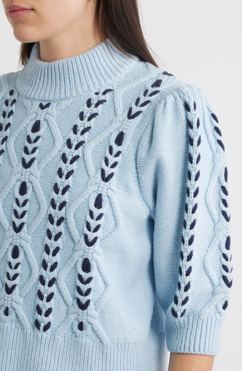 Rails Addy Cable Stitch Sweater, Alternate, color, Sky Navy Cables