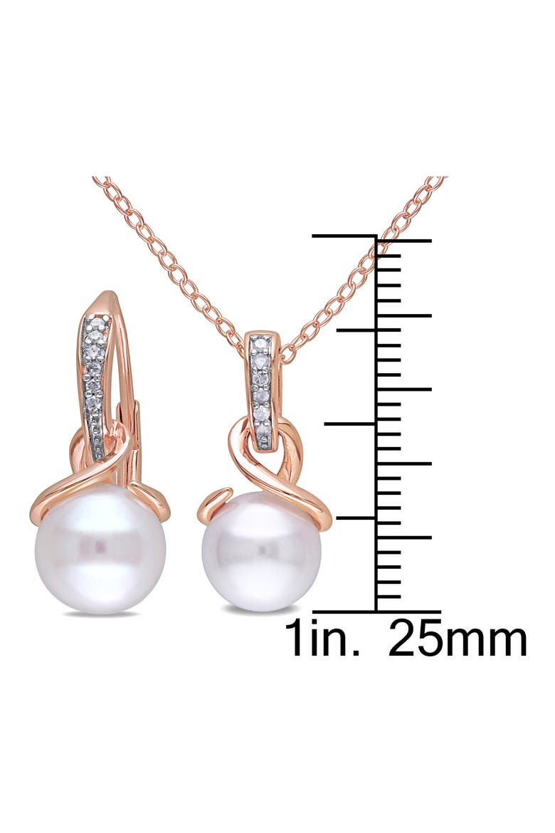 Diamond & Cultured Freshwater Pearl Pendant Necklace & Drop Earrings Set, Alternate, color, WHITE