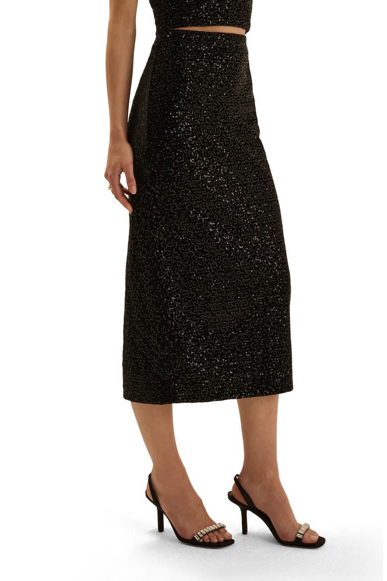 The Out of Your League Sequined Midi Skirt, Alternate, color, PARTY BLACK