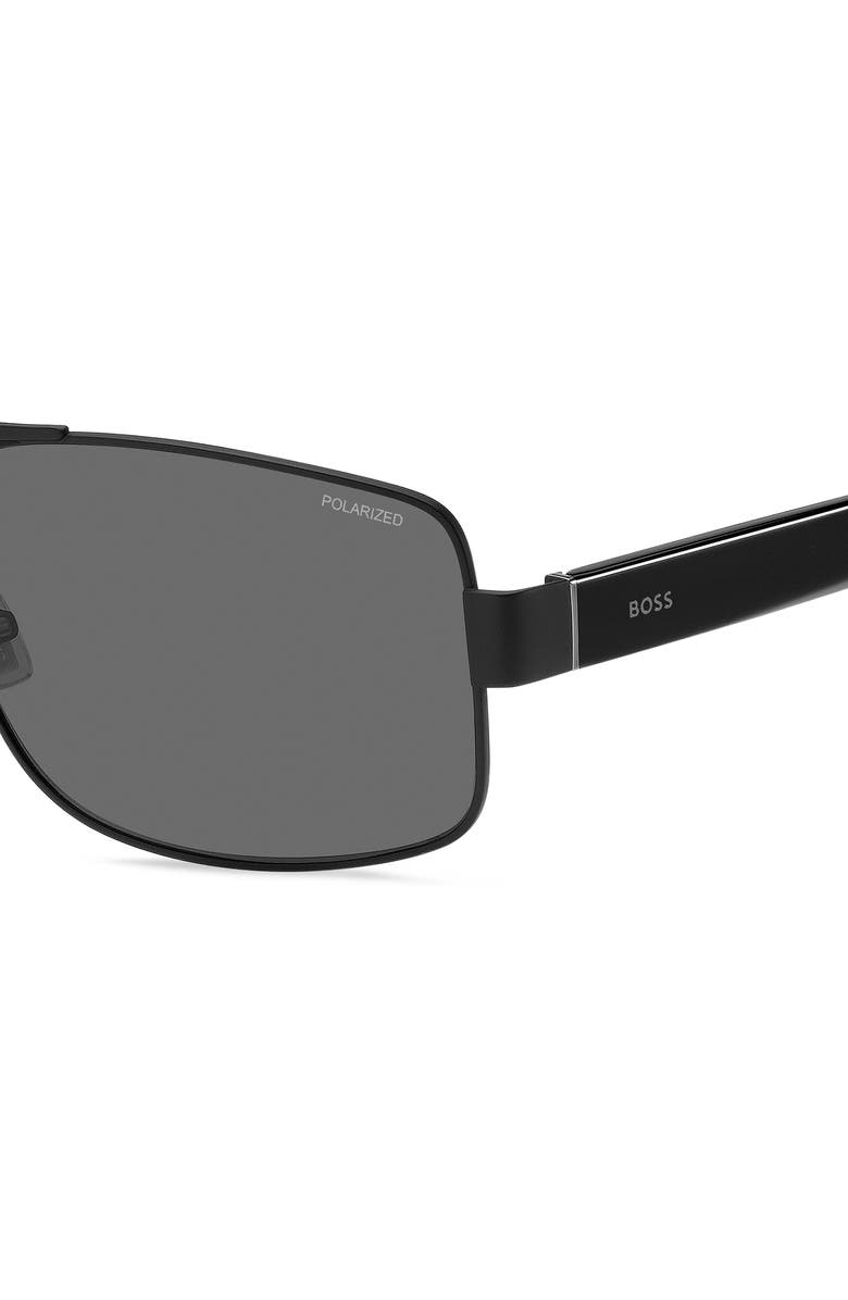 BOSS 62mm Oversize Polarized Navigator Sunglasses, Alternate, color, Matte Black/ Grey Polar