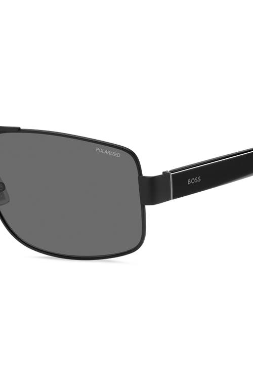 Hugo Boss Boss 62mm Oversize Polarized Navigator Sunglasses In Matte Black/grey Polar
