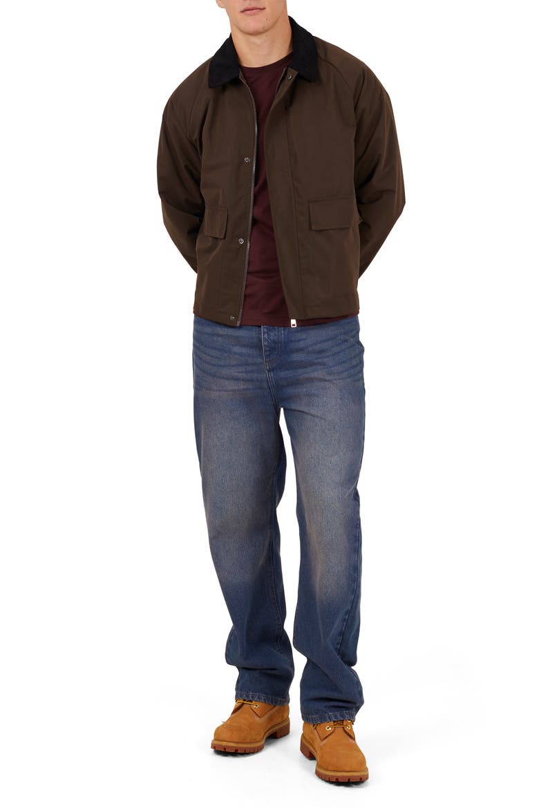Unpadded Jacket with Cord Collar, Alternate, color, Brown