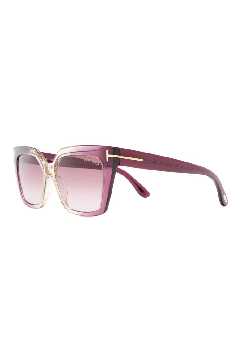 53mm Cat Eye Sunglasses, Alternate, color, VIOLET / GRADIENT MIRROR