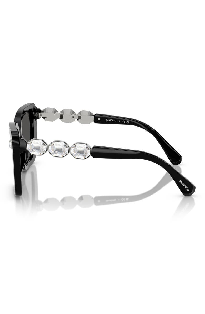 Swarovski 55mm Square Sunglasses, Alternate, color, Black