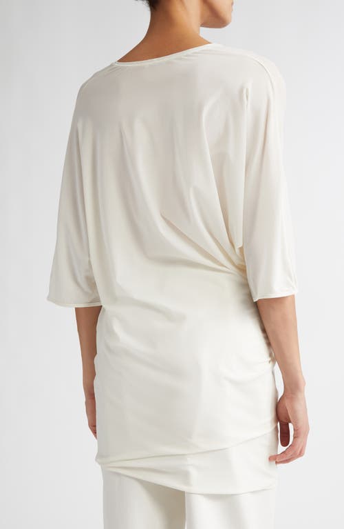 Shop Fforme Margia Fitted Draped Stretch Silk T-shirt In Off White