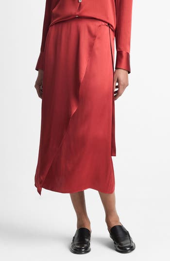 Vince Draped D-ring Wrap Skirt In Dark Scarlet In Dark Scarlet