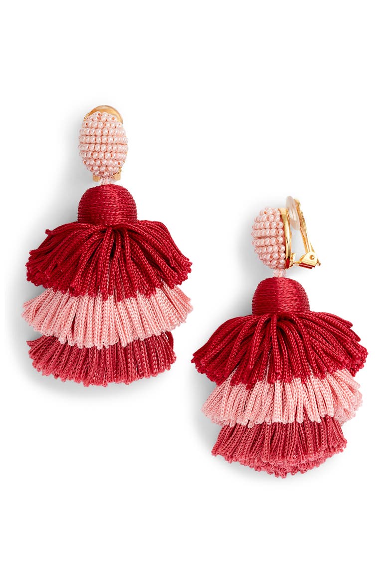 Tiered Tassel Drop Earrings, Main, color, BLOOM